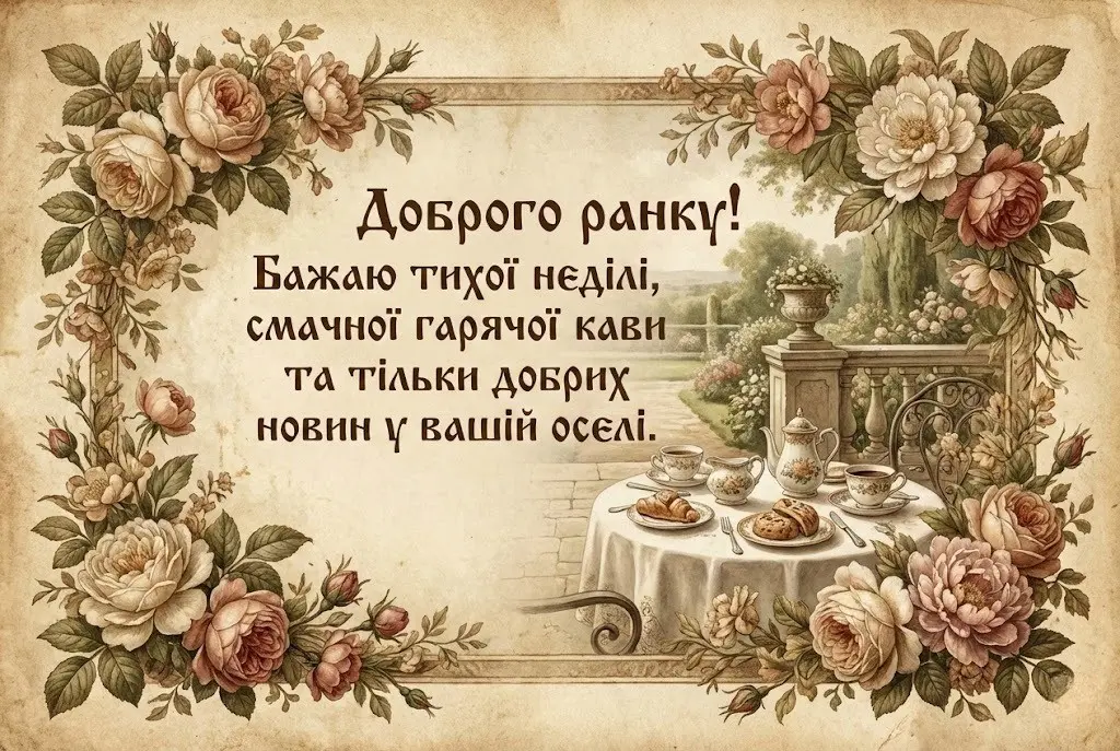 Доброго недільного ранку : найкращі картинки та душевні листівки для гарного настрою