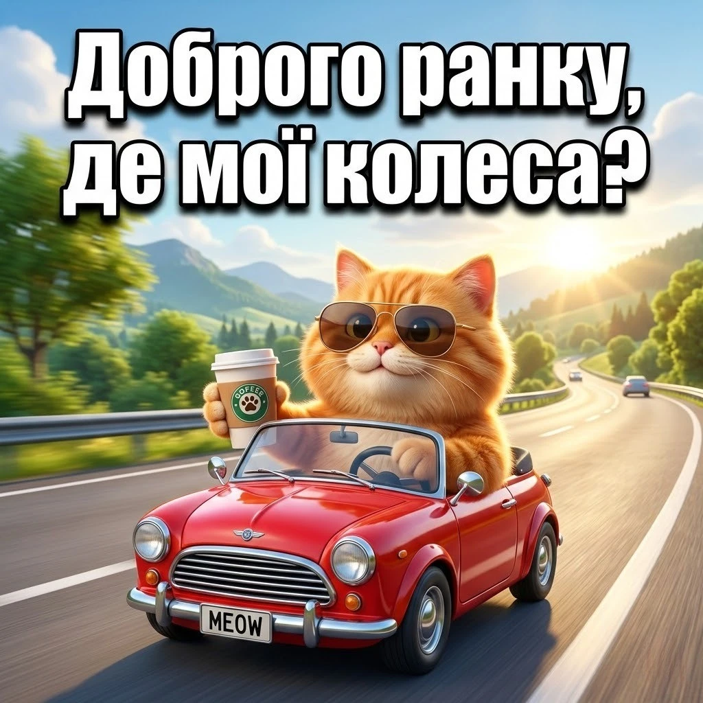 Доброго ранку, котику: автомобільний гумор у кумедних листівках для гарного настрою