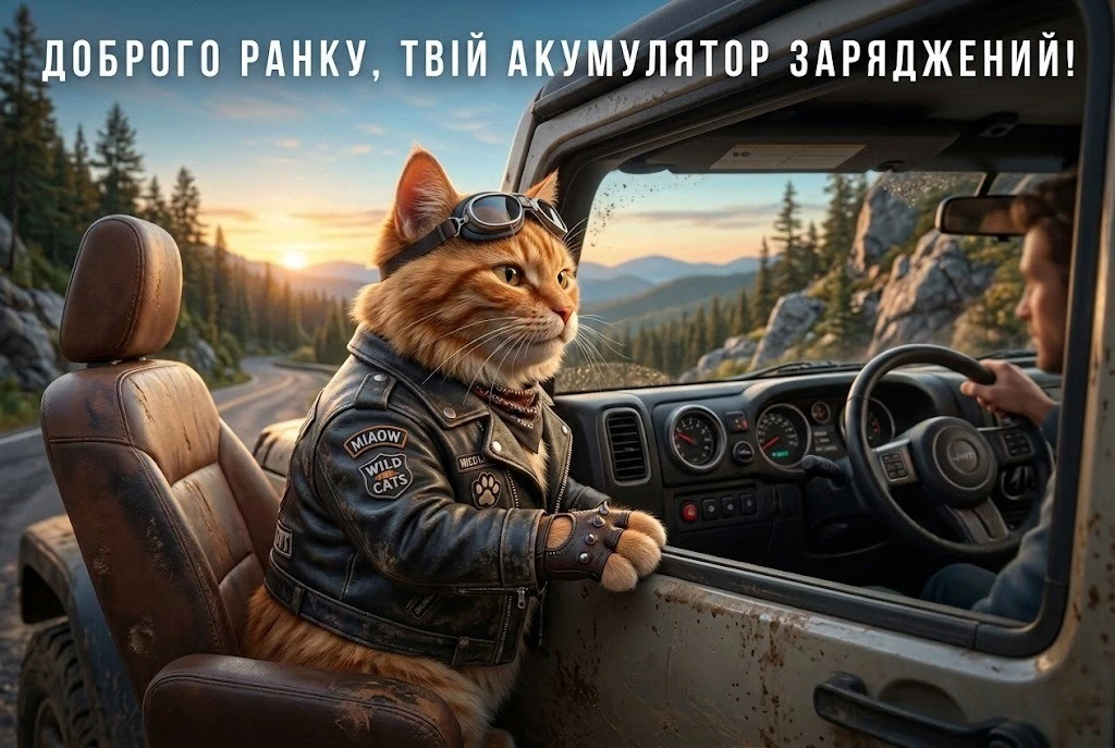 Доброго ранку, котику: автомобільний гумор у кумедних листівках для гарного настрою