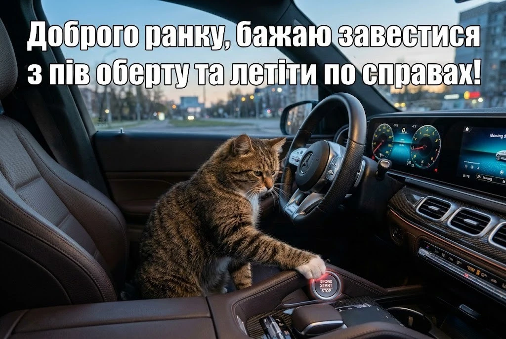 Доброго ранку, котику: автомобільний гумор у кумедних листівках для гарного настрою
