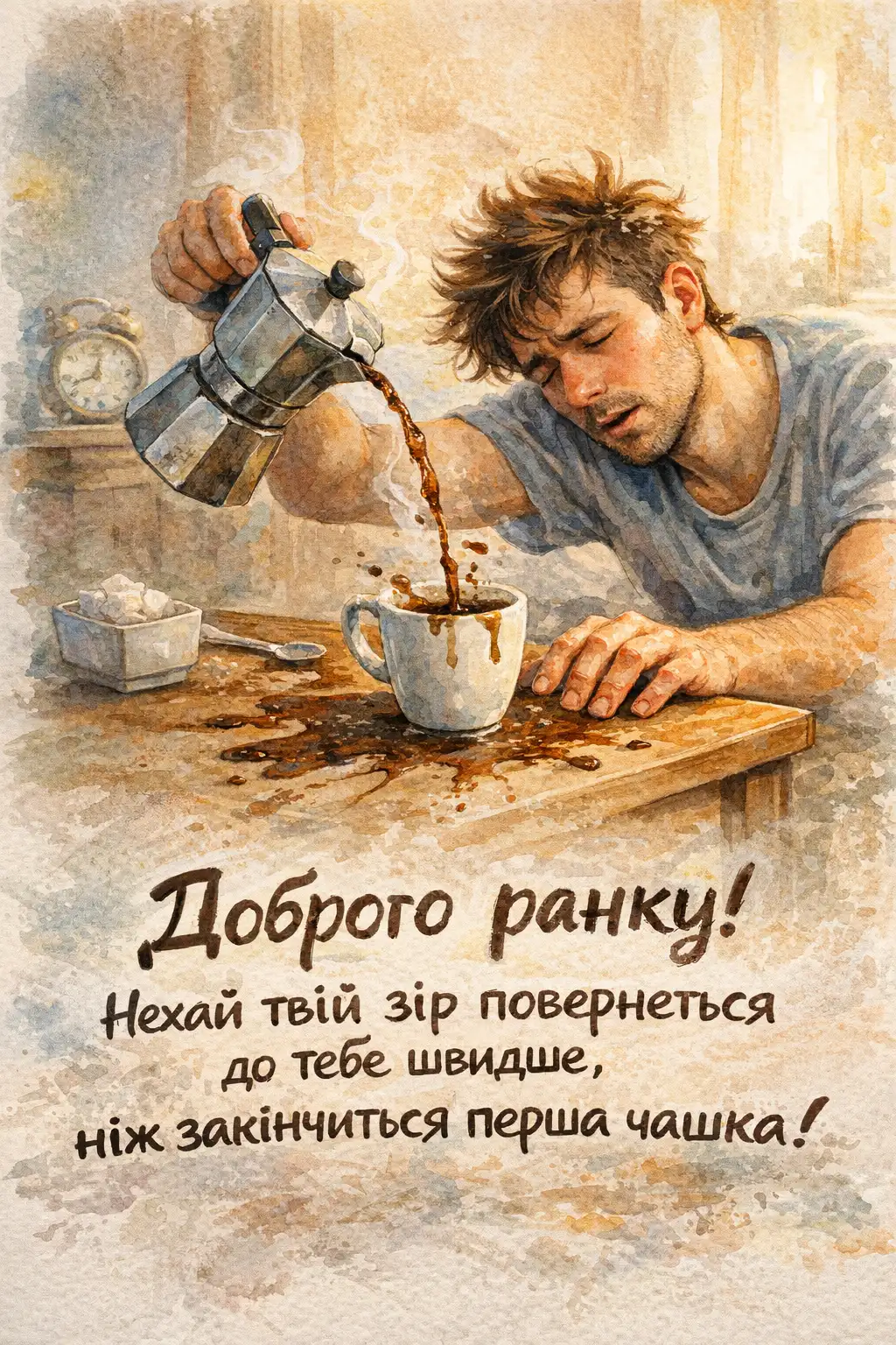 Доброго ранку, коханий чоловік: сучасний гумор у прикольних листівках для гарного настрою