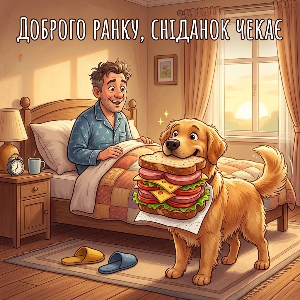 Доброго ранку, коханий чоловік: сучасний гумор у прикольних листівках для гарного настрою