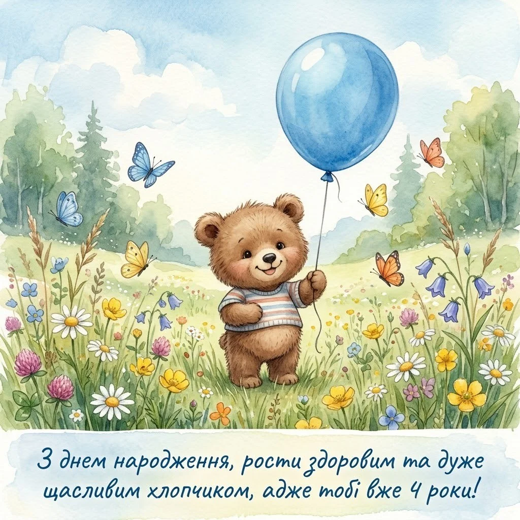 Привітання з днем народження хлопчику на 4 роки: вірші, проза та картинки
