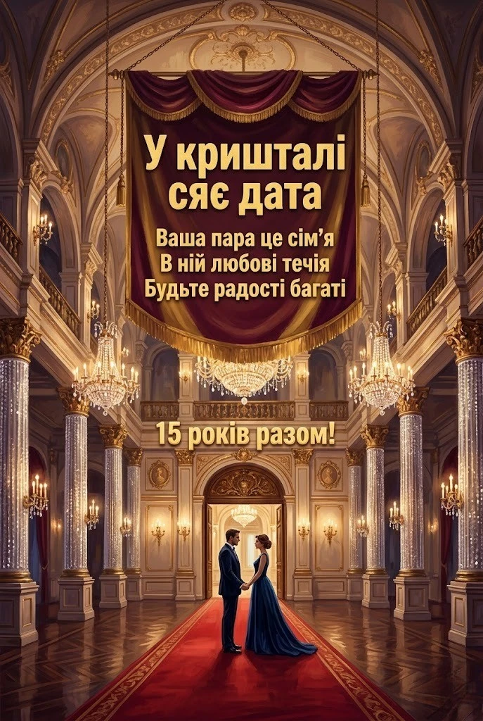 Привітання на кришталеве весілля 15 років: найкращі побажання у віршах та прозі