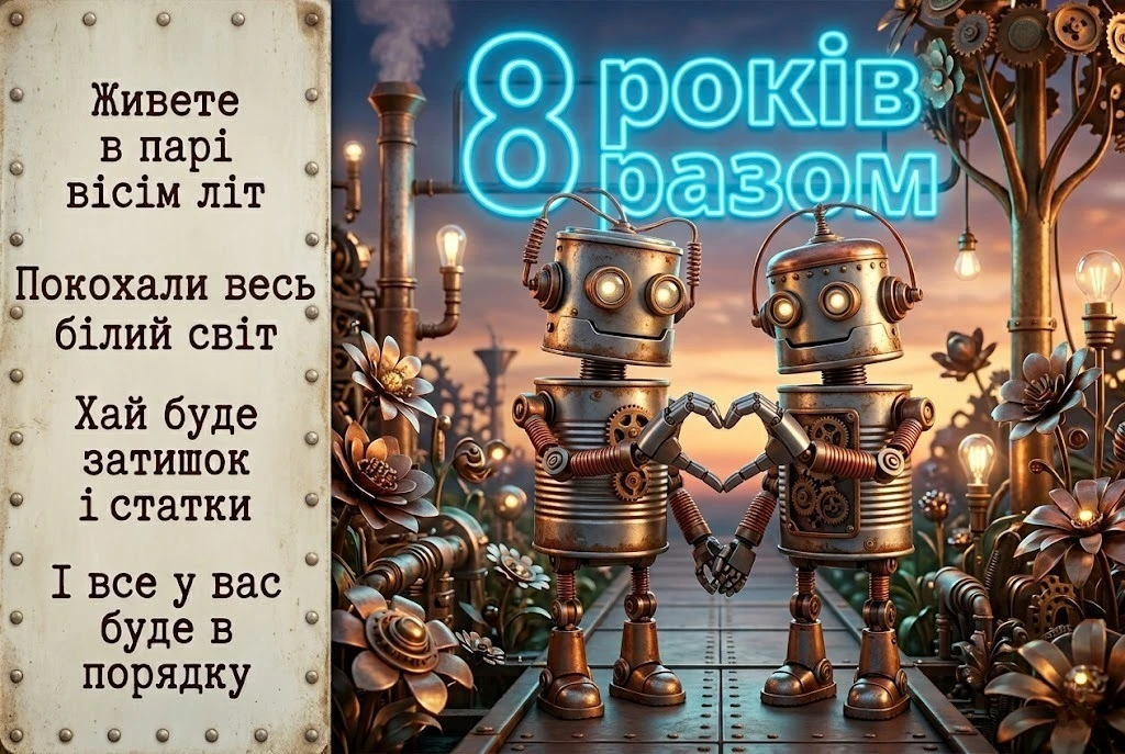 8 років весілля: найтепліші привітання та щирі побажання