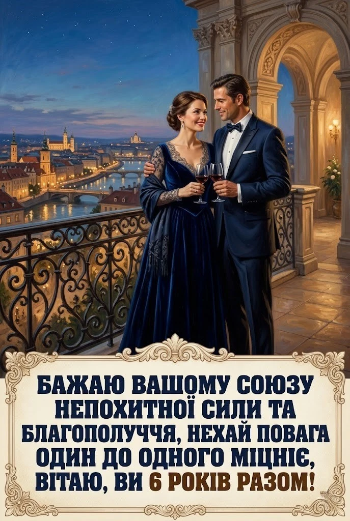 Привітання з 6 річницею весілля: найкращі побажання у віршах та прозі