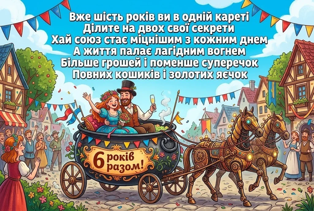 Привітання з 6 річницею весілля: найкращі побажання у віршах та прозі