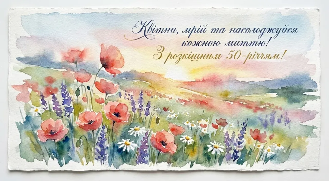 Привітання з ювілеєм жінці на 50 років