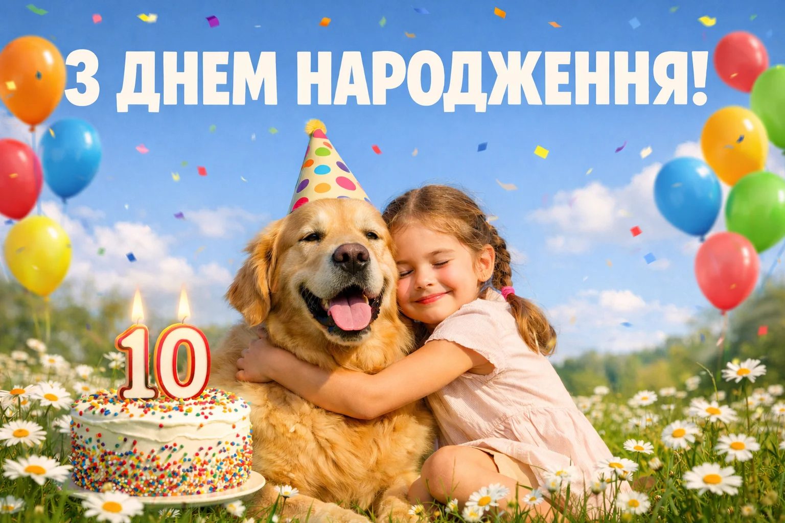 Привітання з днем народження дівчинці на 10 років від батьків, рідних та друзів