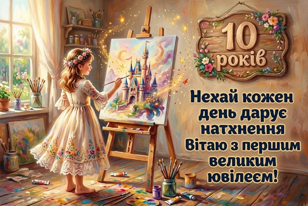 Привітання з днем народження дівчинці на 10 років від батьків, рідних та друзів