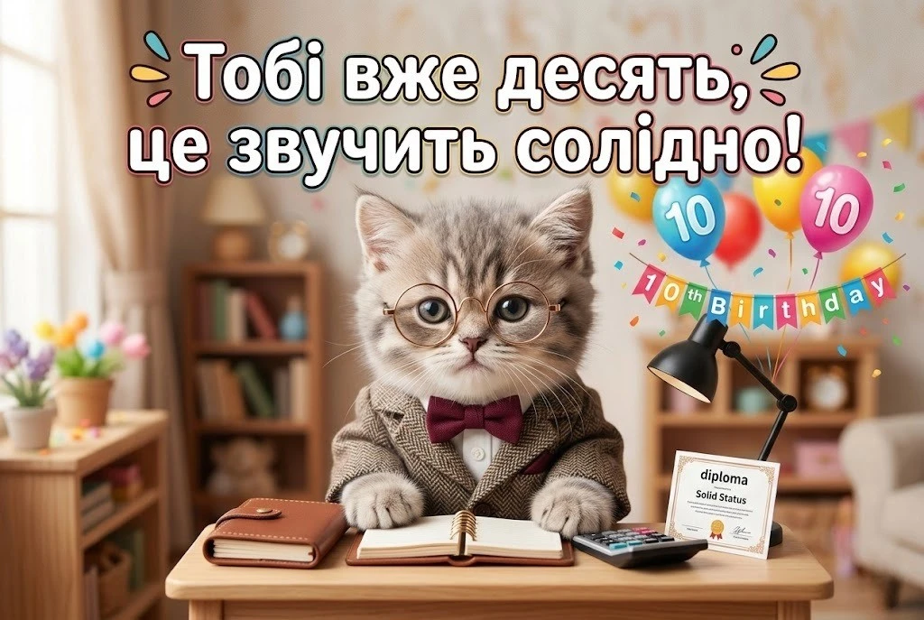 Привітання з днем народження дівчинці на 10 років від батьків, рідних та друзів