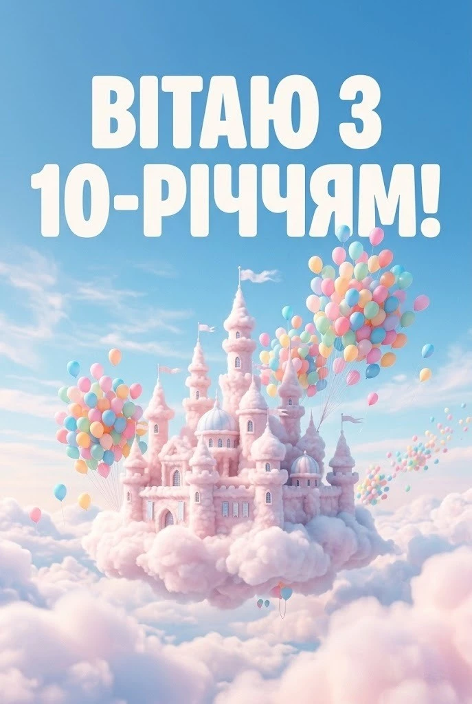 Привітання з днем народження дівчинці на 10 років від батьків, рідних та друзів
