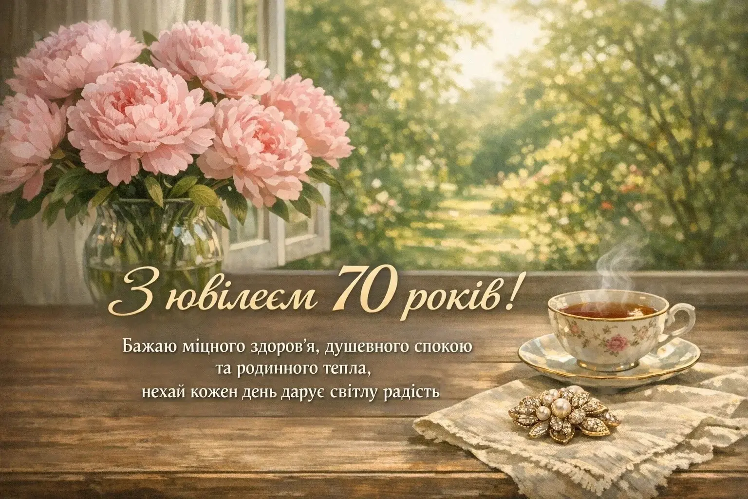 Красиві привітання для жінки з нагоди 70-річчя: вдячність за мудрість