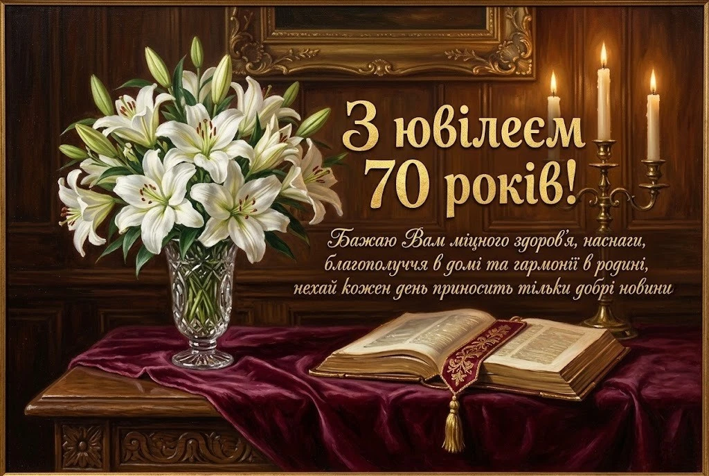 Красиві привітання для жінки з нагоди 70-річчя: вдячність за мудрість
