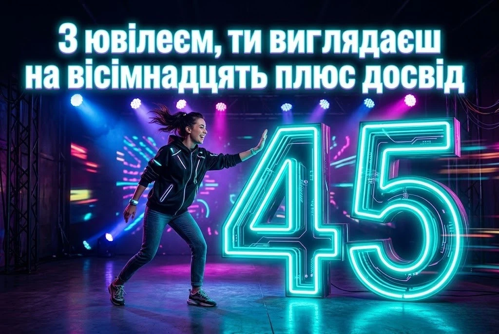 Прикольні привітання на 45 річний ювілей жінці: енергія, драйв та шарм