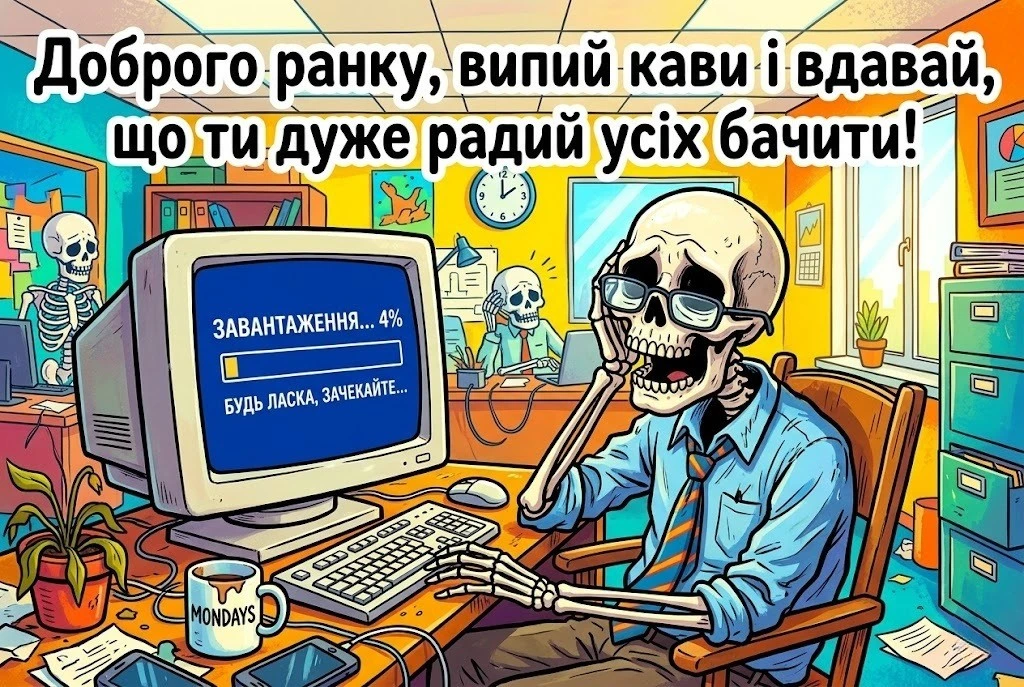 Доброго ранку та гарного дня: смішні картинки про те, як це — знову на роботу