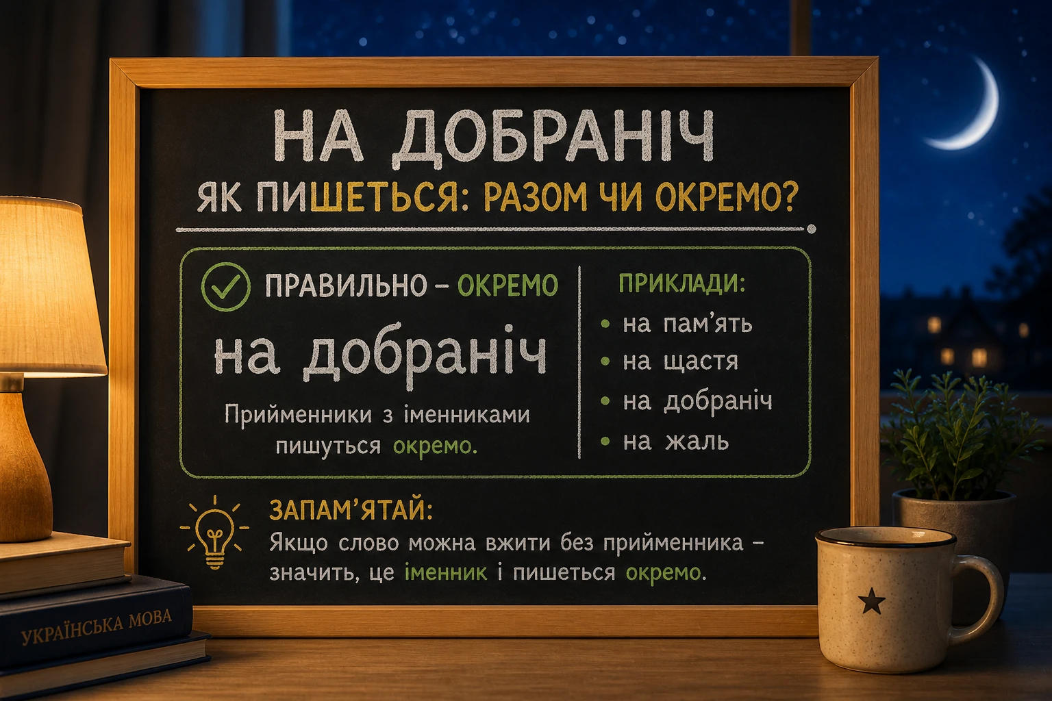 Правопис побажання на добраніч: разом чи окремо