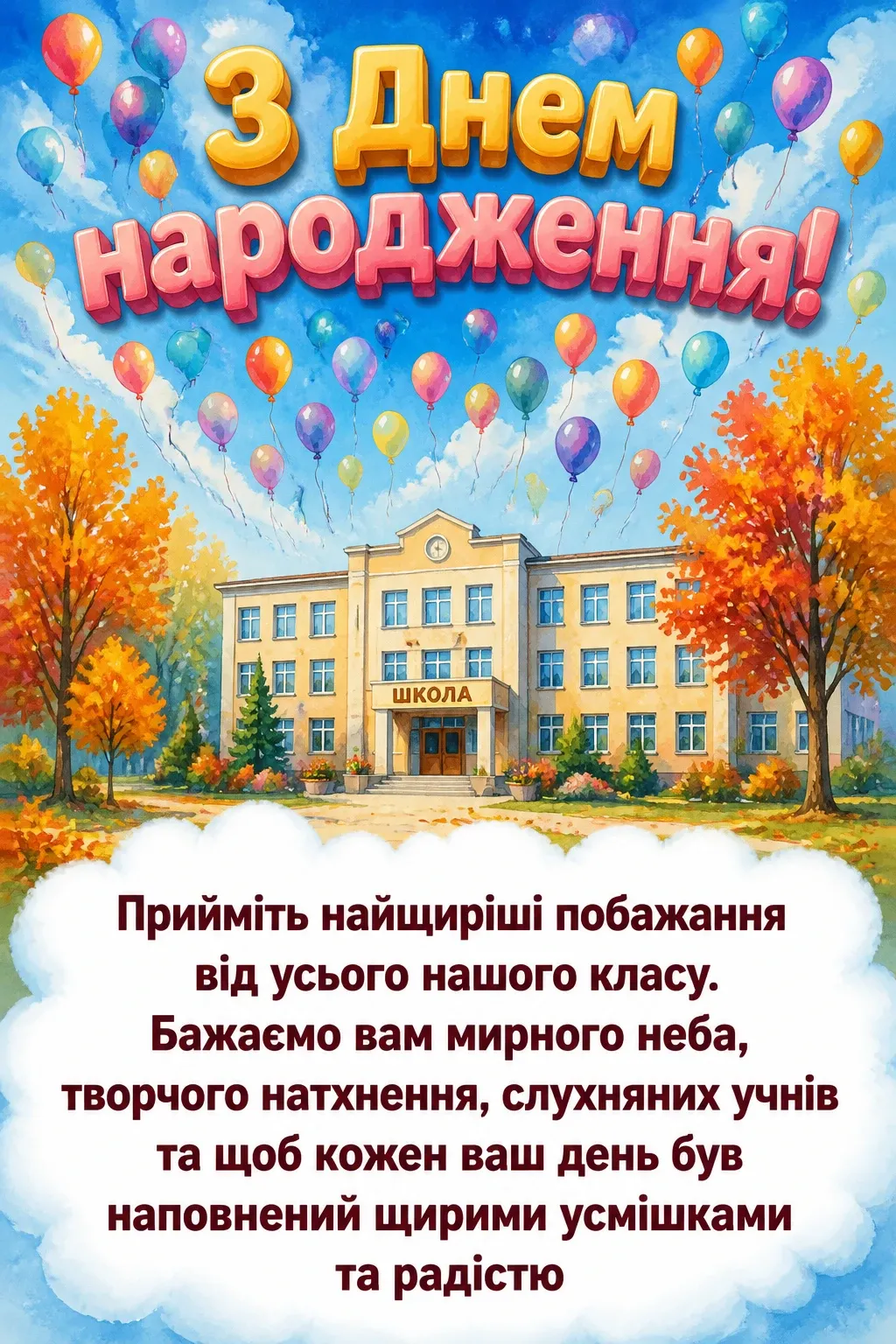 вчительці привітання з днем народження класного керівника