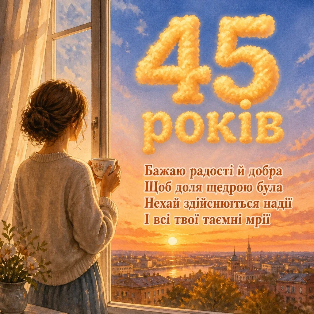 привітання з 45-річчям жінці
