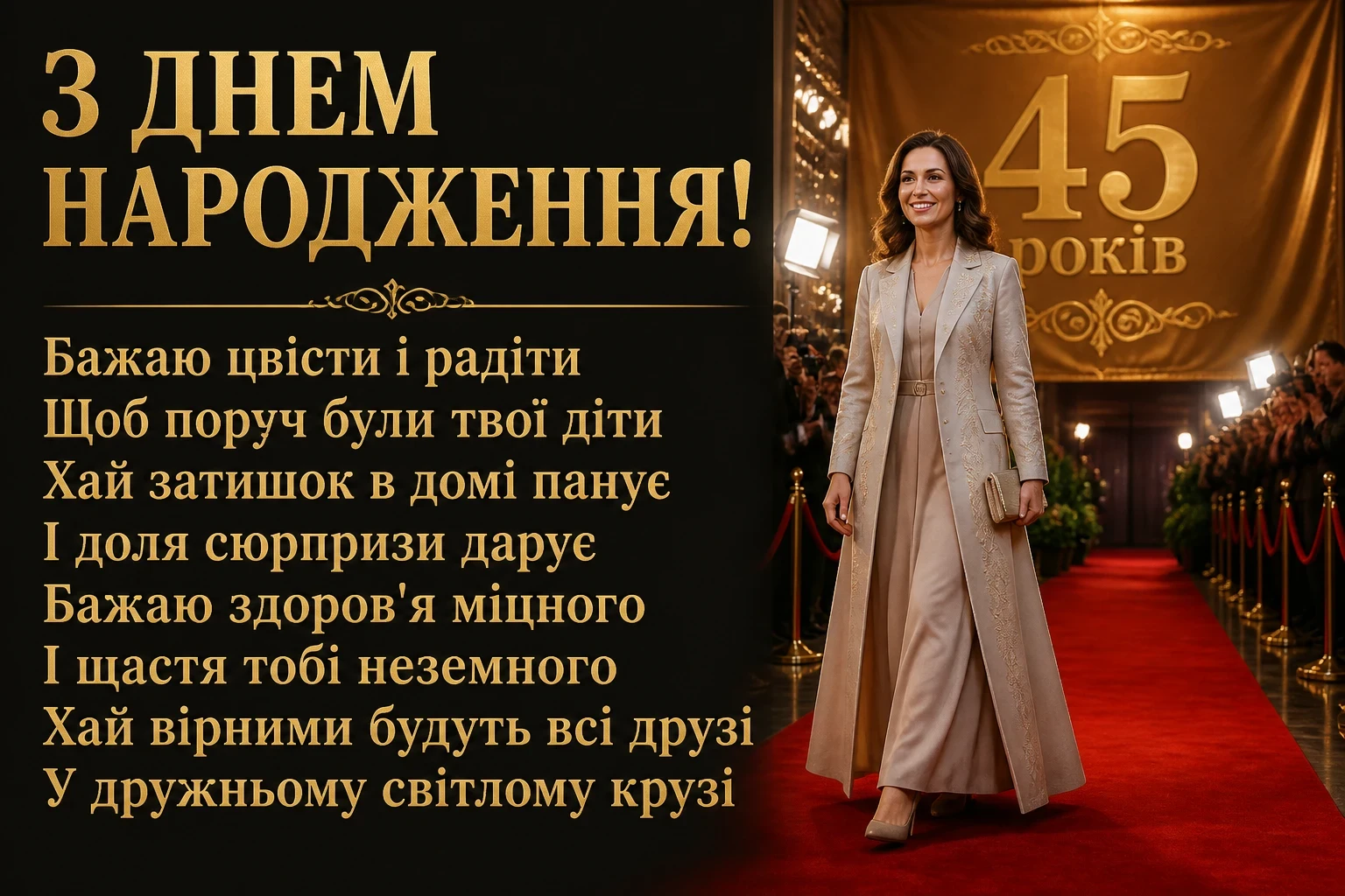 привітання з 45-річчям жінці