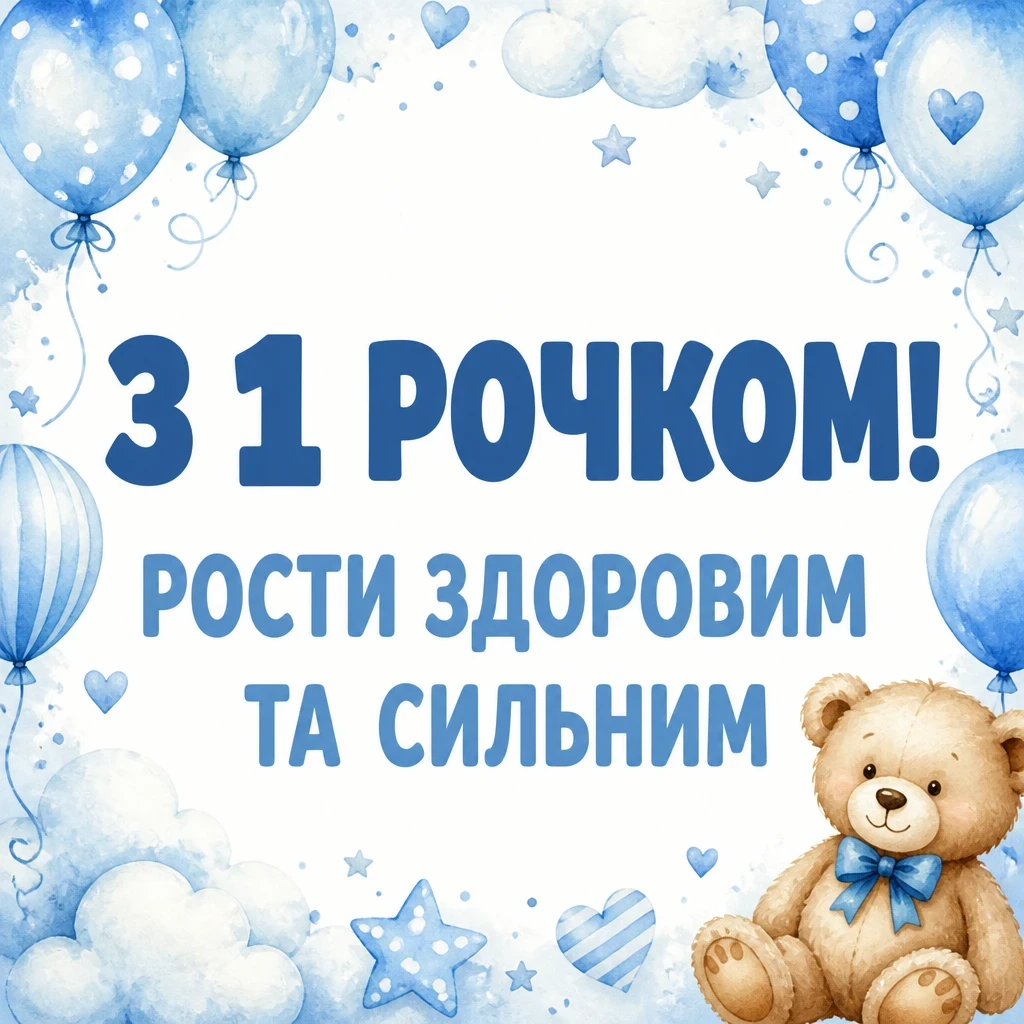 привітання з 1 рочком хлопчику