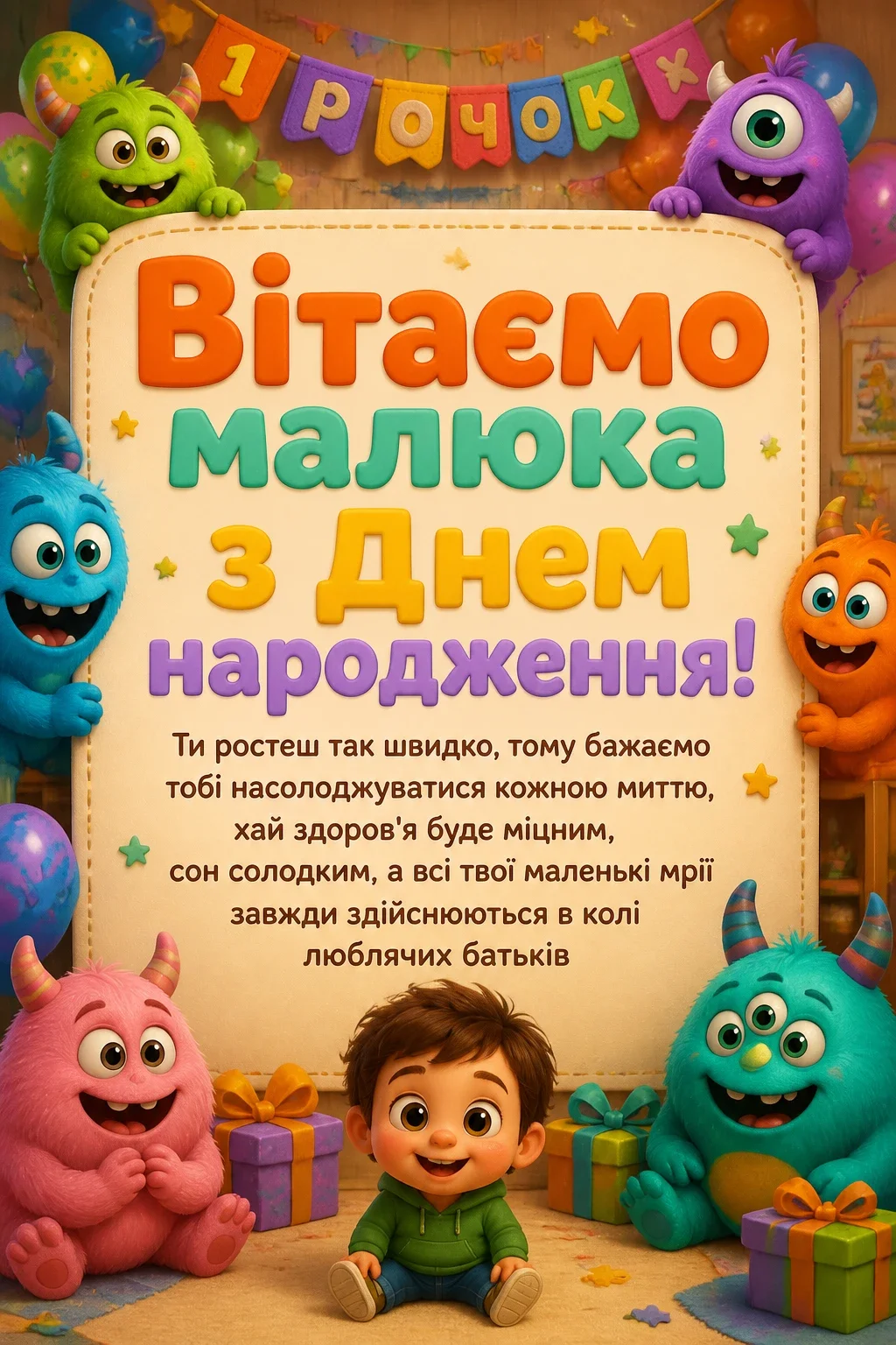 привітання з 1 рочком хлопчику
