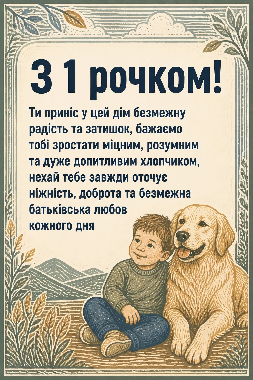 привітання з 1 рочком хлопчику