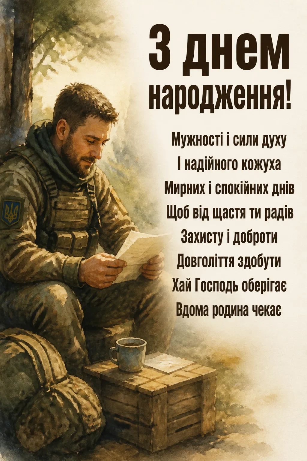 привітання з днем народження воїна